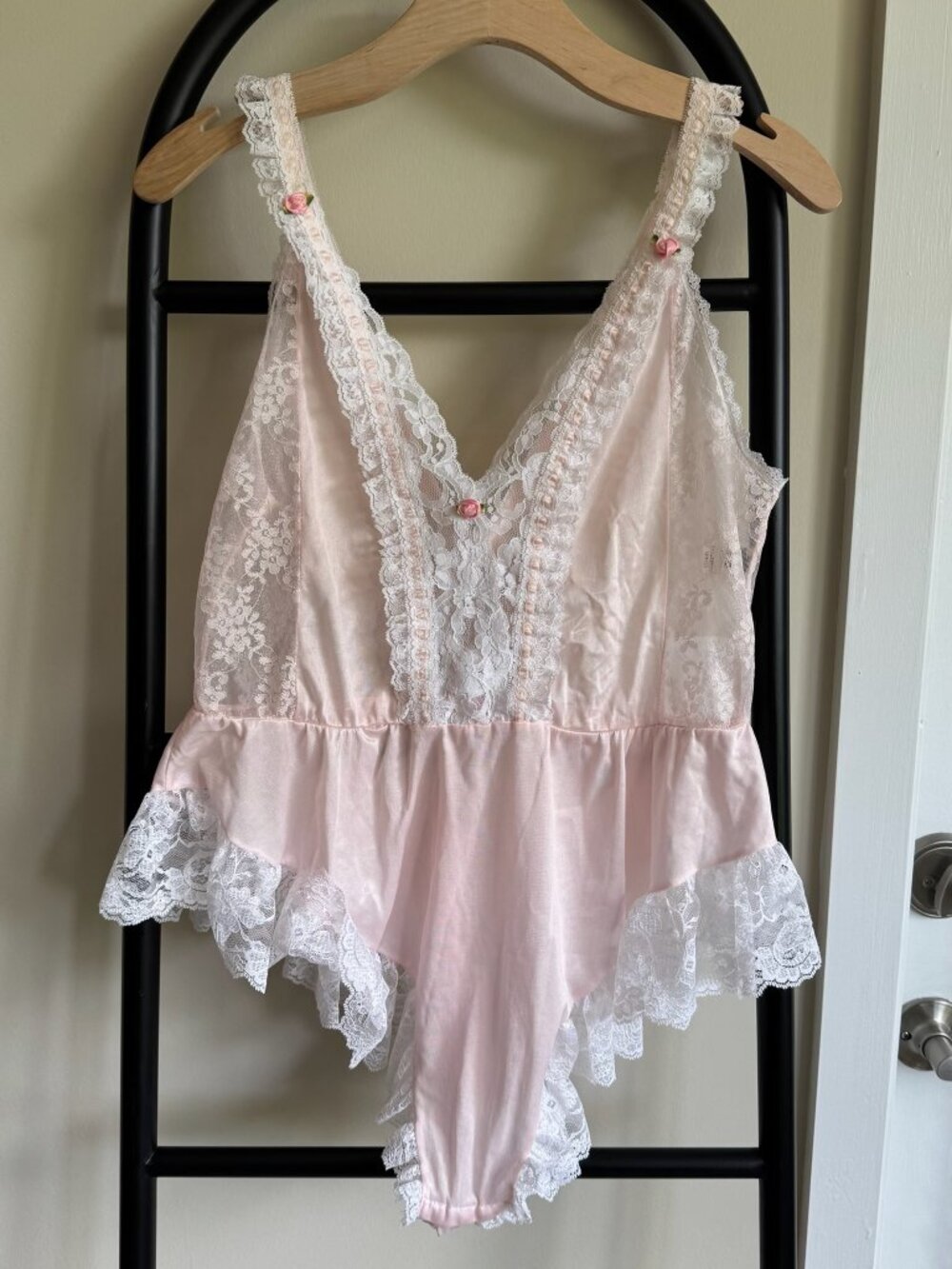 Vintage Tosca of California Pink Rosette Teddy Playsuit Size Medium